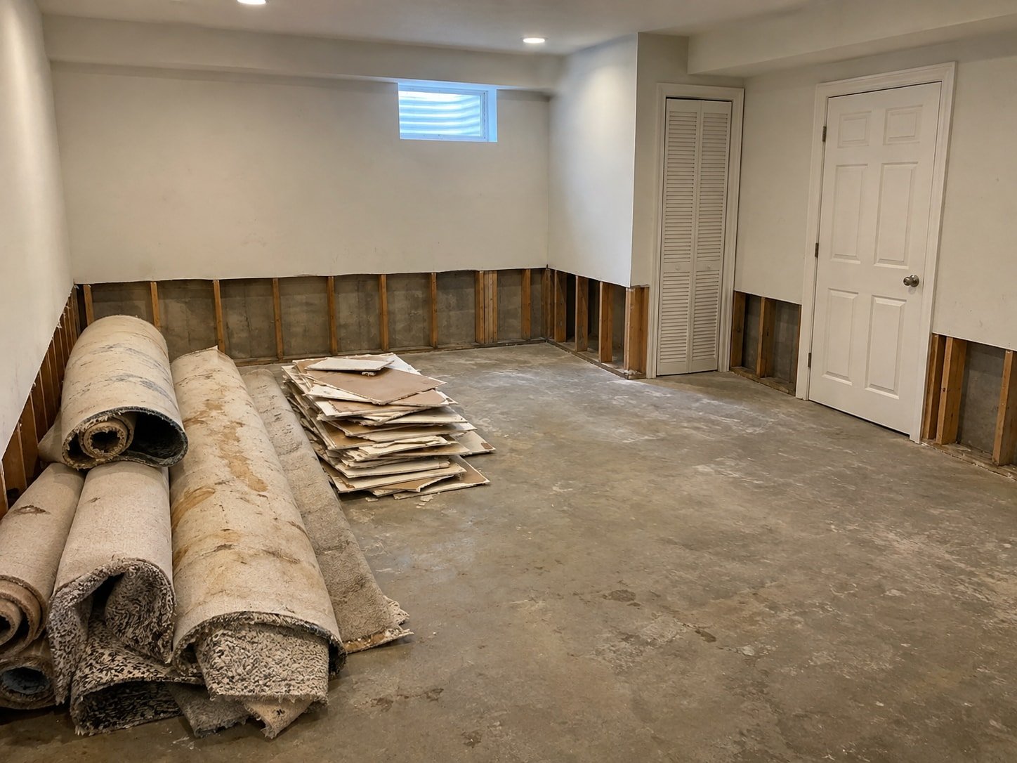 Representative fire and water damage debris removal site before the work.