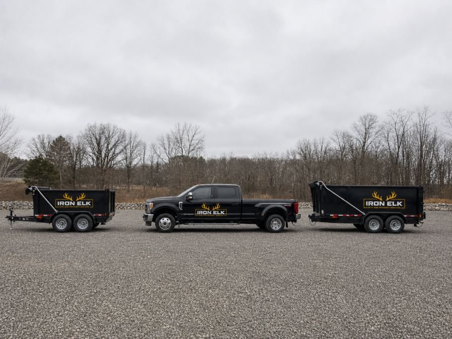 The 8-yard and 17-yard trailers parked side by side for comparison.