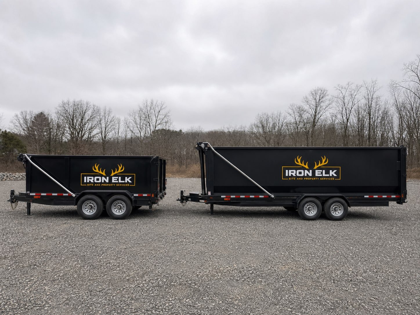 The 8-yard and 17-yard trailers parked side by side.