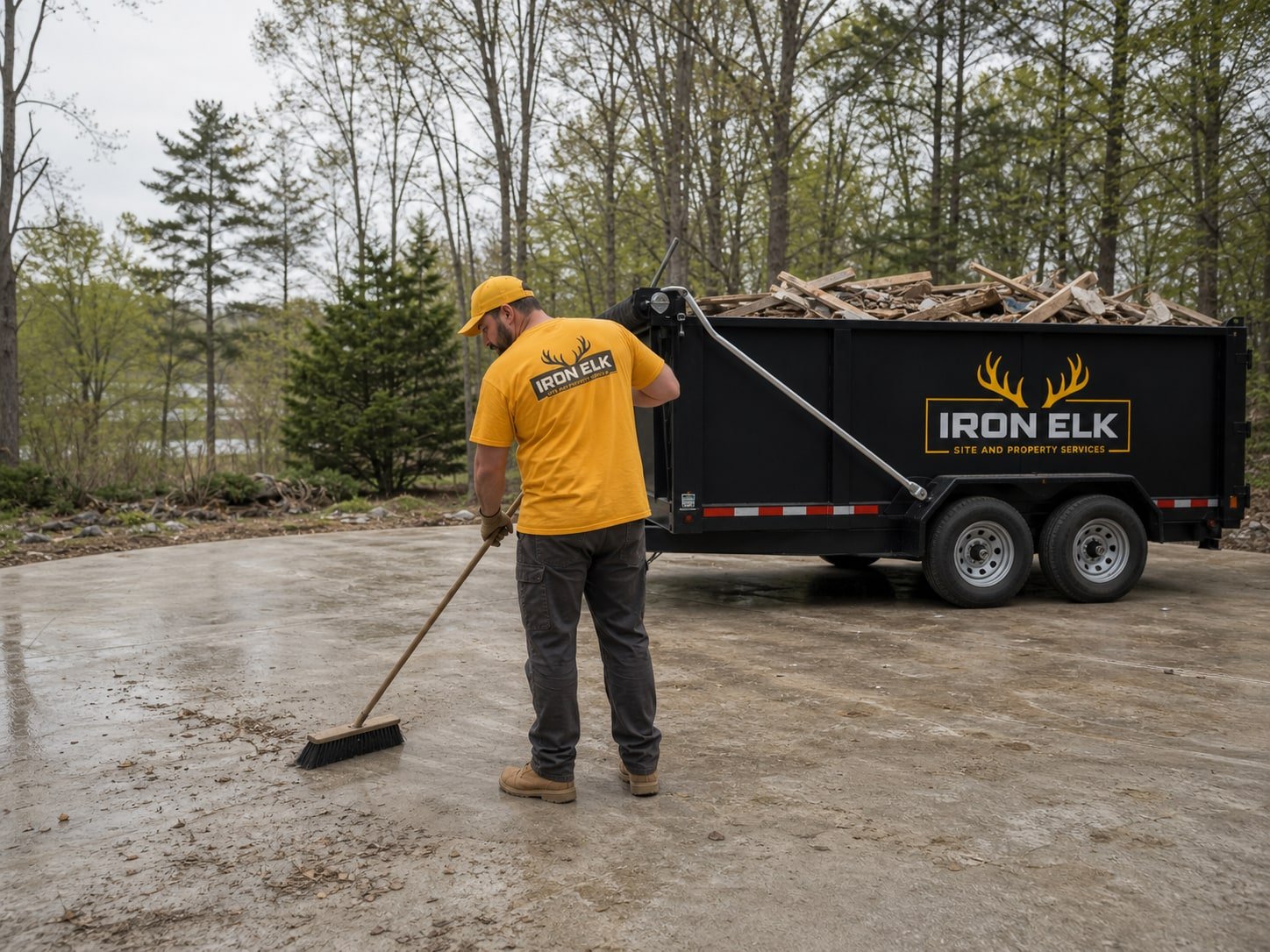 A cleared concrete pad ready for the new shed delivery.
